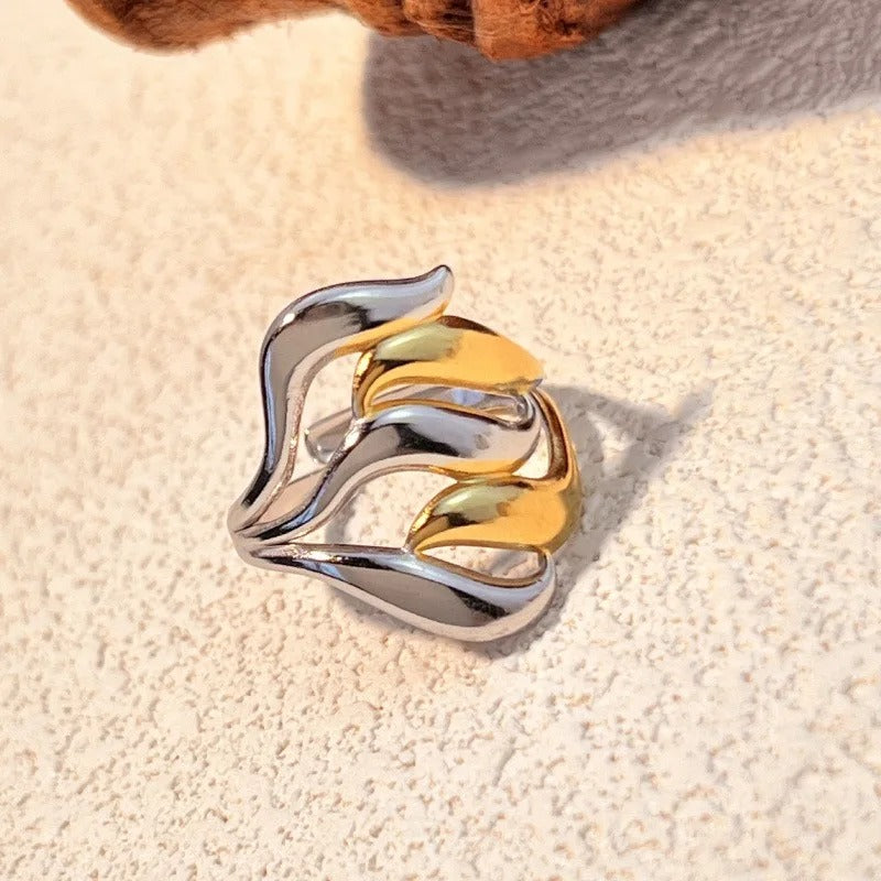 Gold & Silver Artistic Adjustable Ring