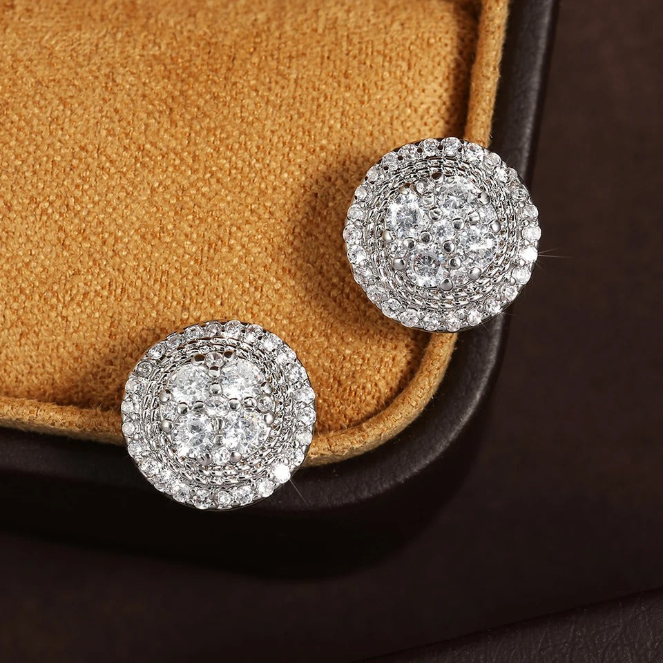 Pendientes vintage de plata con cristales redondos