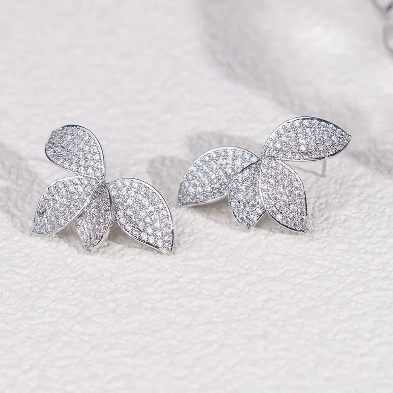 Pendientes vintage de hoja de cristal