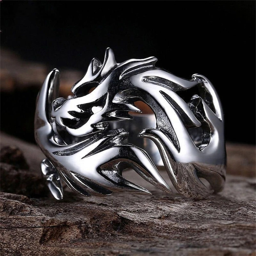 Vintage Silver Dragon Adjustable Ring