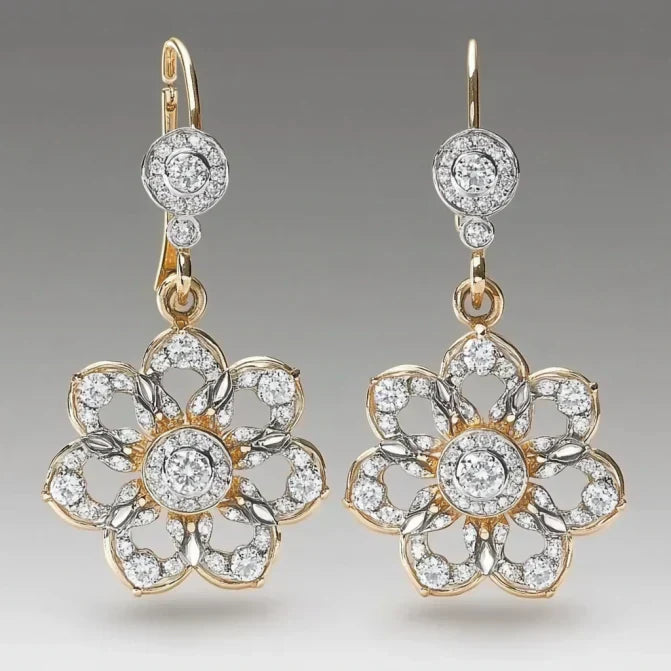Pendientes vintage de mandala con flores de cristal