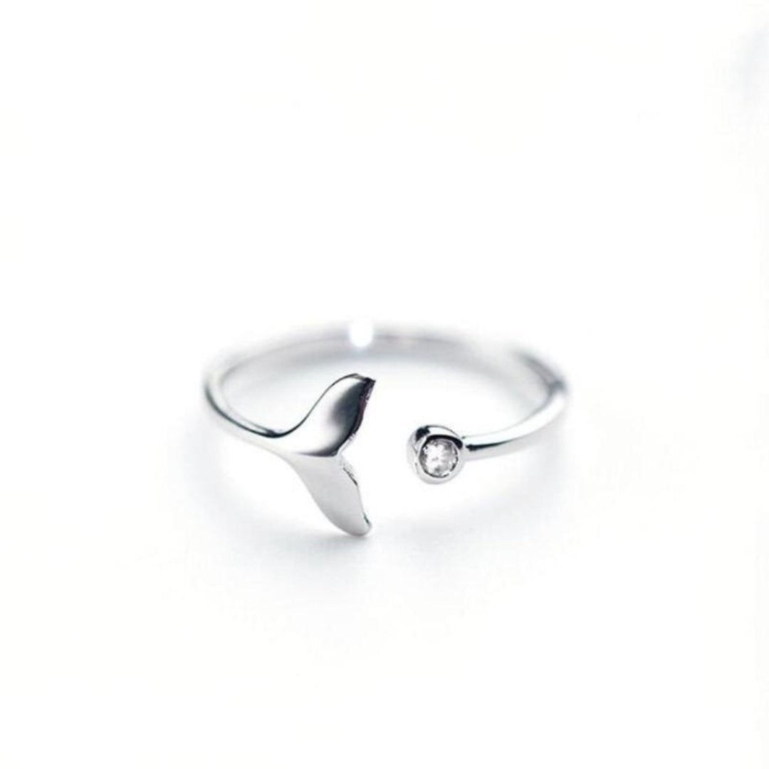 Bague queue de dauphin en argent sterling 925 et zircone ajustable 