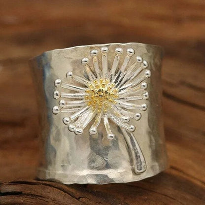 Bague large marguerite en fleurs