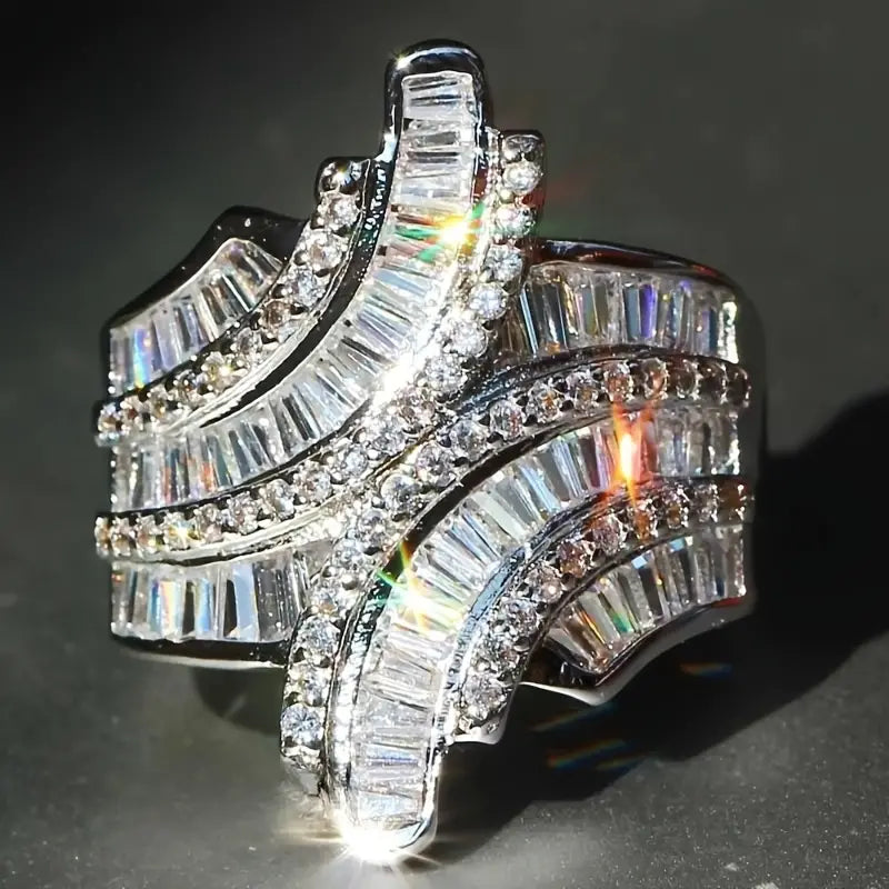 Bague vintage irrégulière en argent brillant 