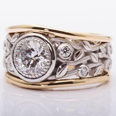 Bague vintage Ivy en argent et or avec zircone