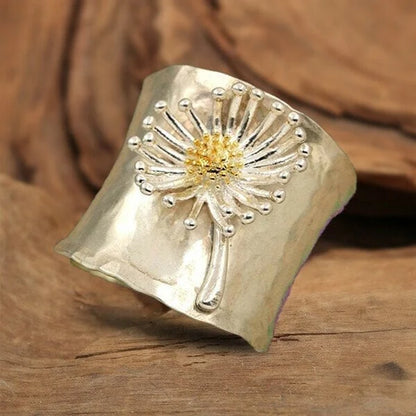 Bague large marguerite en fleurs
