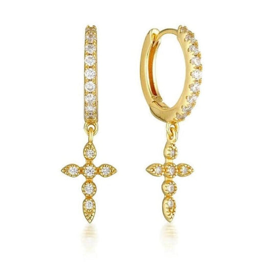 Boucles d'oreilles créoles Dainty Cross Huggie