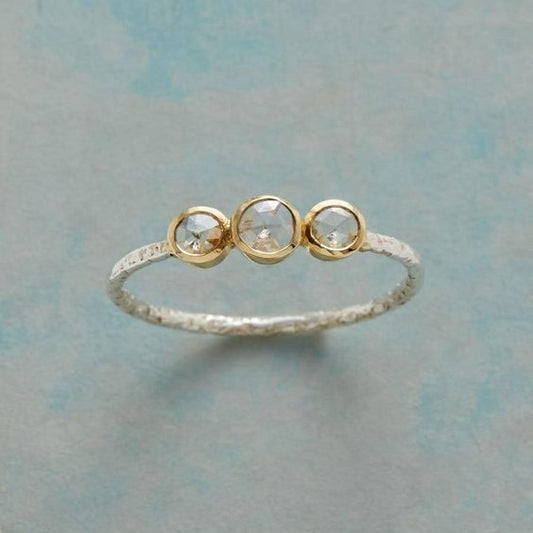 Vintage Triple Zirconia Silver Ring
