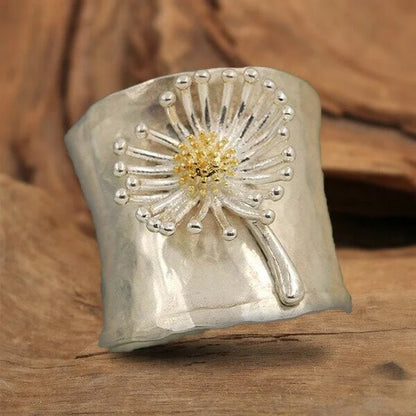 Bague large marguerite en fleurs