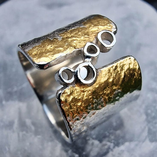 Bague vintage plaquée or et argent 