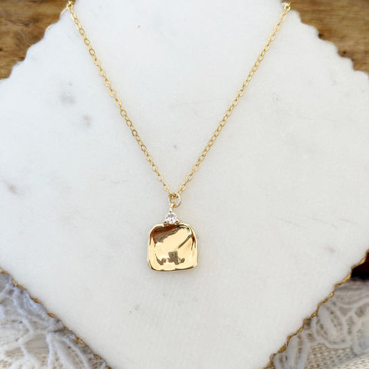 Elsa Hammered Square Pendant Necklace