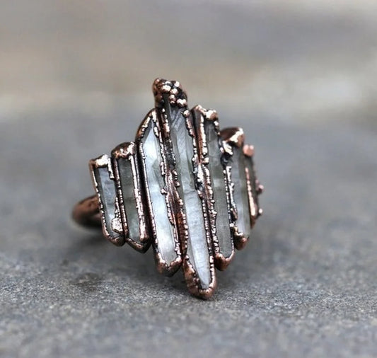 Antique Silver Plated Quartz Ring