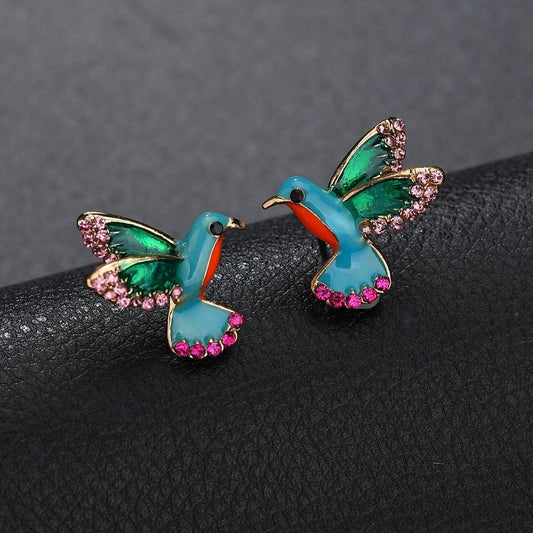 Boucles d'oreilles colibri en cristal 