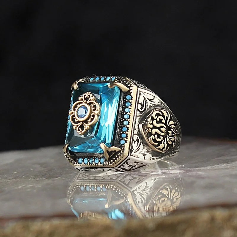 Vintage Gothic Blue Gemstone Ring