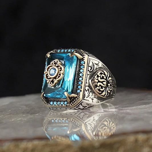 Vintage Gothic Blue Gemstone Ring