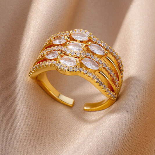 Elegant Gold Plated Crystal Ring