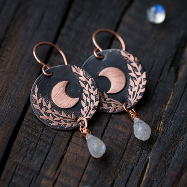 Pendientes de luna rosa 