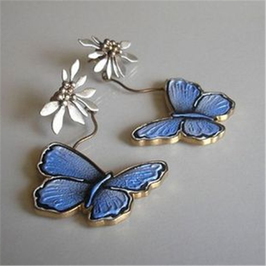 Pendientes vintage de mariposa azul 