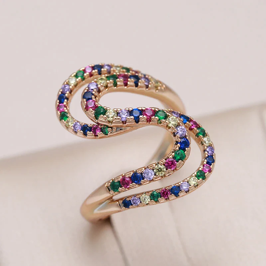 Bague élégante en zircone colorée 