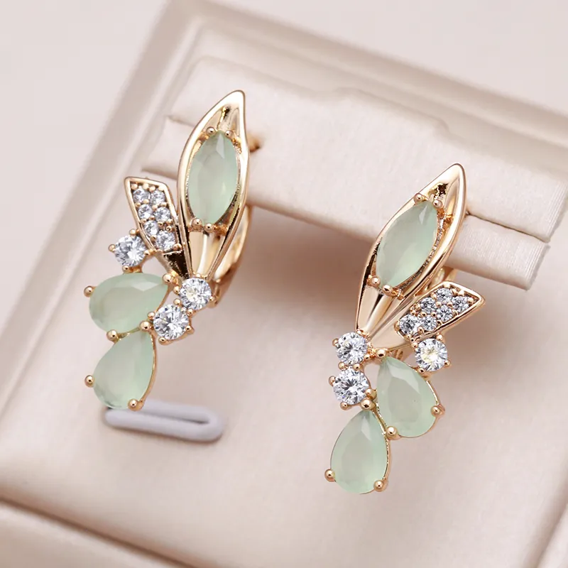 Boucles d'oreilles élégantes en cristal Green Wings