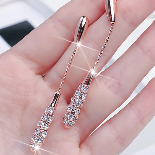 Pendientes elegantes de oro rosa