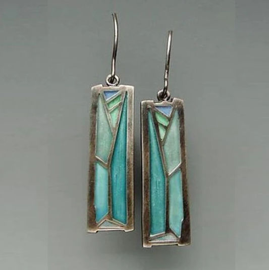 Pendientes vintage de piedra azul con incrustaciones 