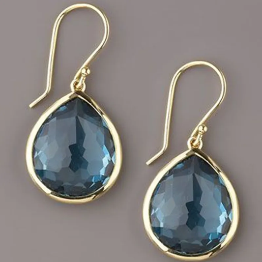 Boucles d'oreilles pendantes vintage en cristal bleu