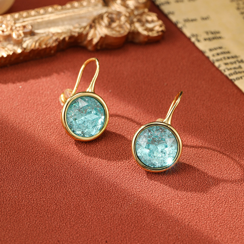 Boucles d'oreilles vintage arrondies incrustées de cristal 