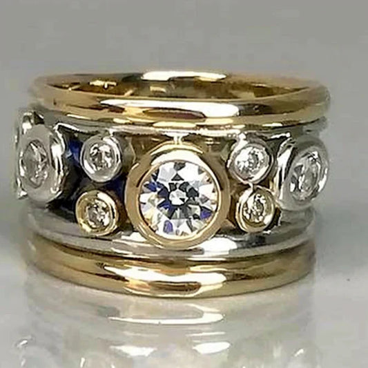 Anillo vintage de circonitas en capas con incrustaciones