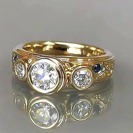 Anillo vintage de cristal con incrustaciones de oro blanco 