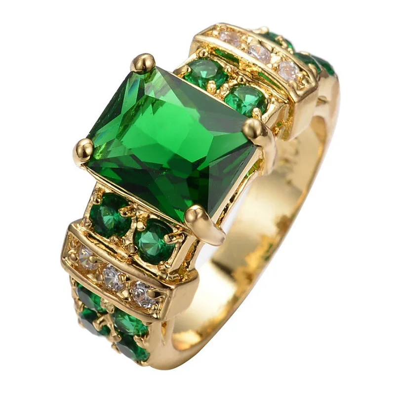 Anillo vintage de cristal verde y oro