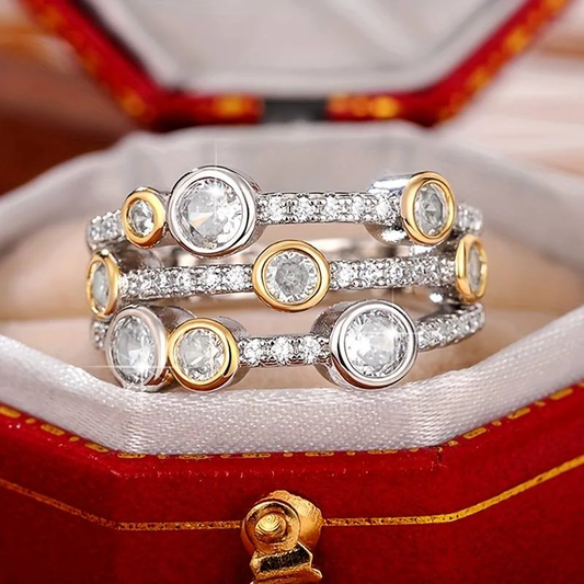 Vintage Bright Inlaid Zirconia Golden Ring
