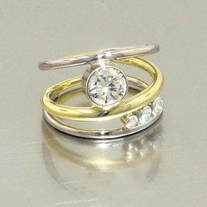 Anillo vintage de oro y plata en capas