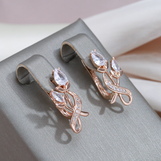 Boucles d'oreilles en cristal et zirconiums dorés 