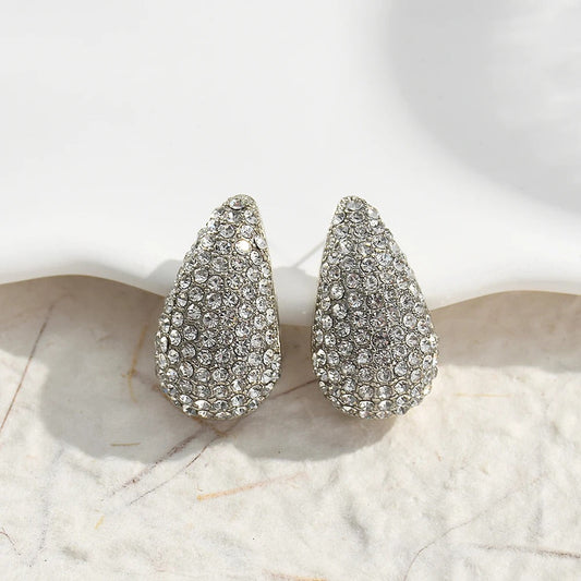 Pendientes vintage de plata con forma de lágrima brillante
