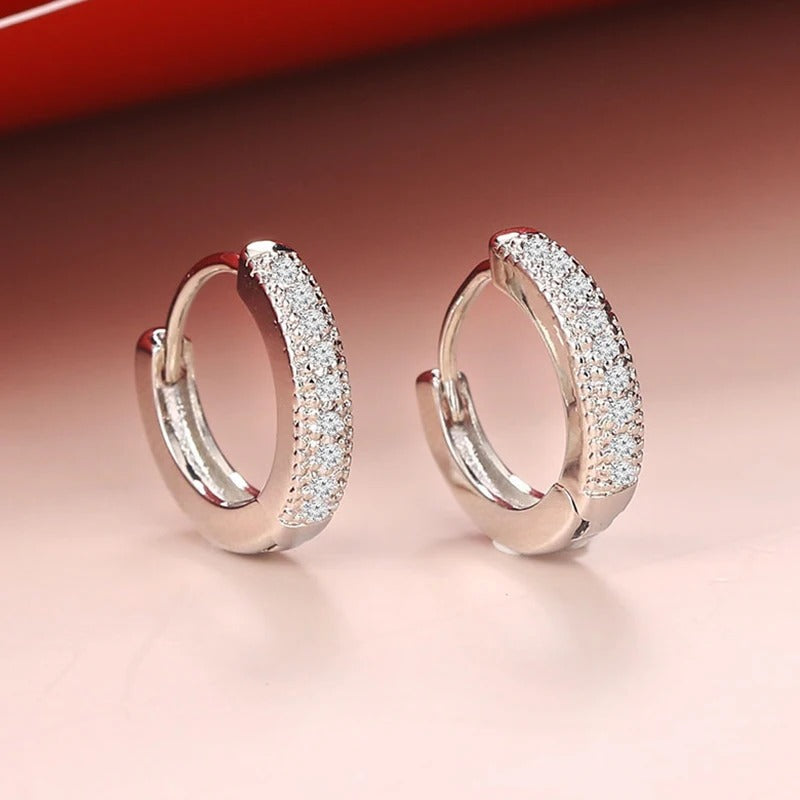 Pendientes de aro con dije antiguo de pavé de plata