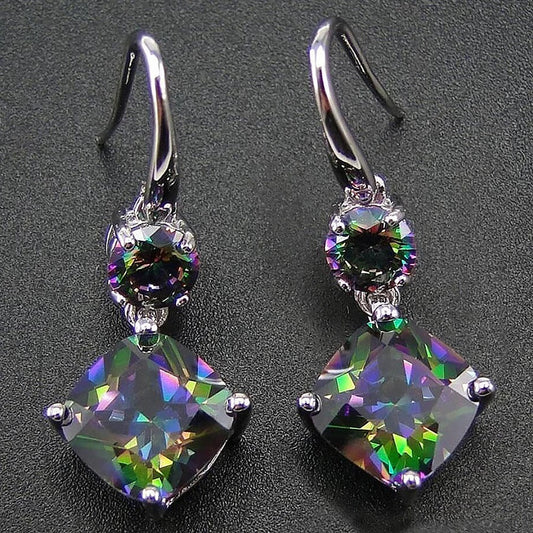 Pendientes colgantes de cristal multicolor vibrantes