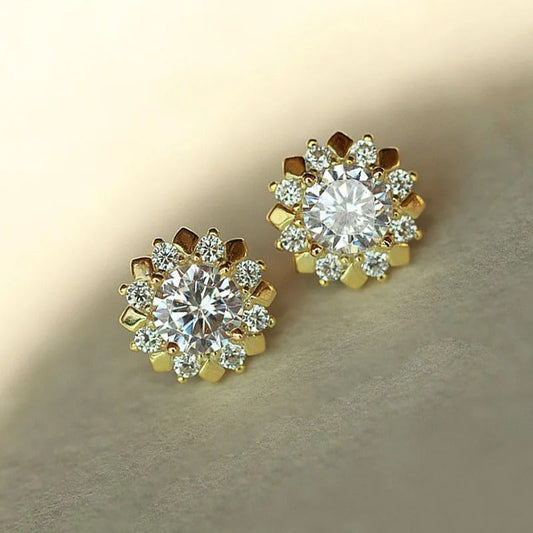 Pendientes de pétalos de oro