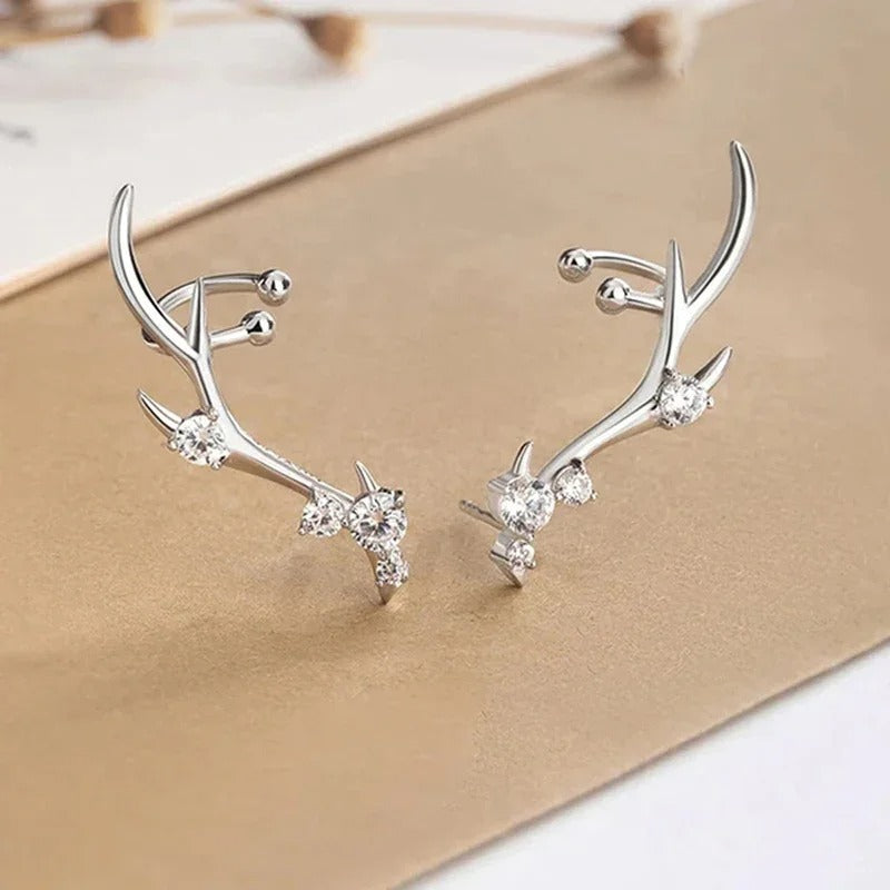Pendientes de asta de cristal de plata