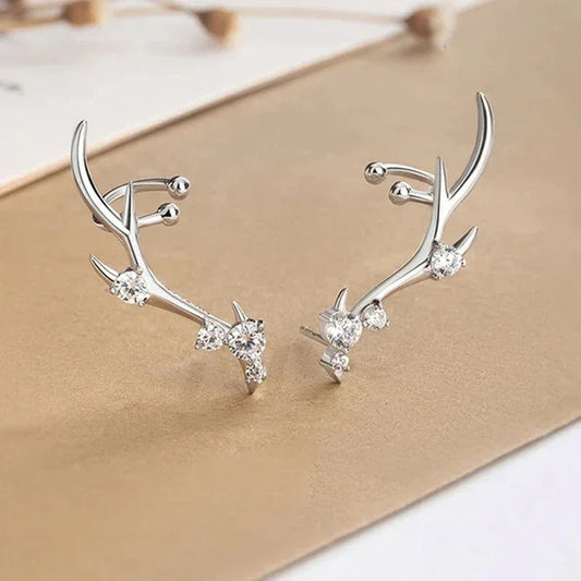 Pendientes de asta de cristal de plata