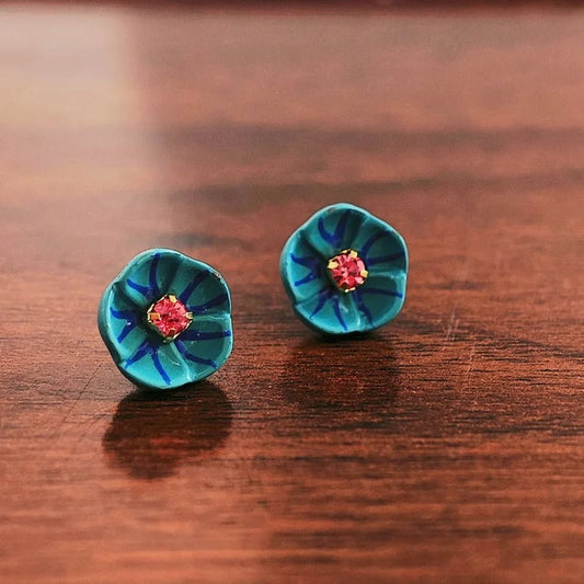 Pendientes vintage de flores azules