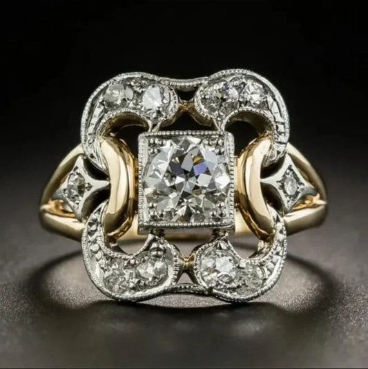 Vintage Gold & Silver Gemstone Statement Ring