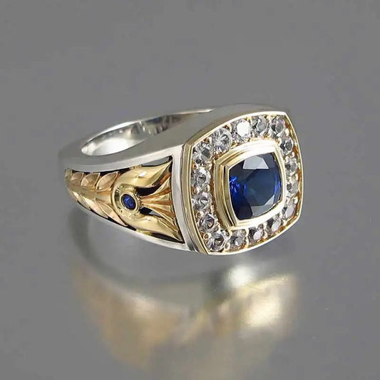 Bague vintage en métal mixte et pierre bleue