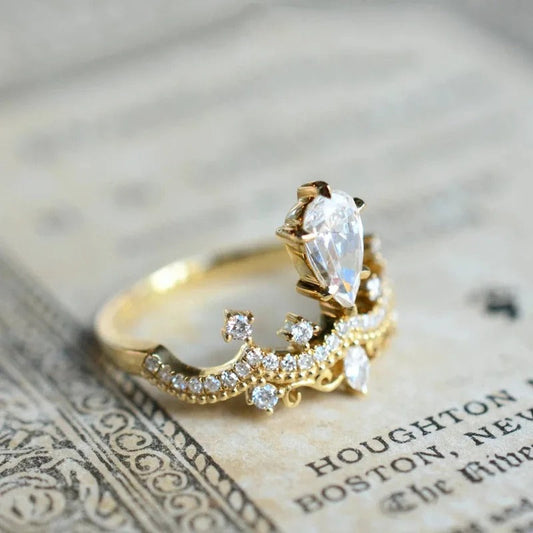 Gold Diamond Crown Band Ring