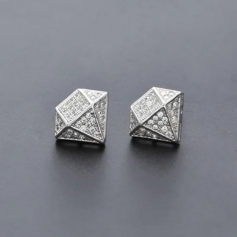 Pendientes geométricos brillantes de plata
