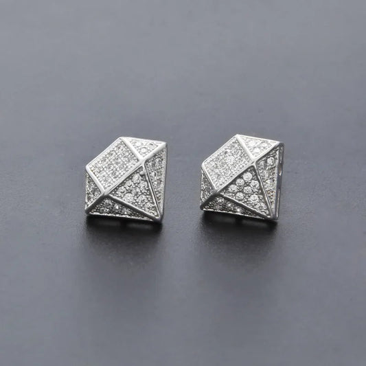 Pendientes geométricos brillantes de plata