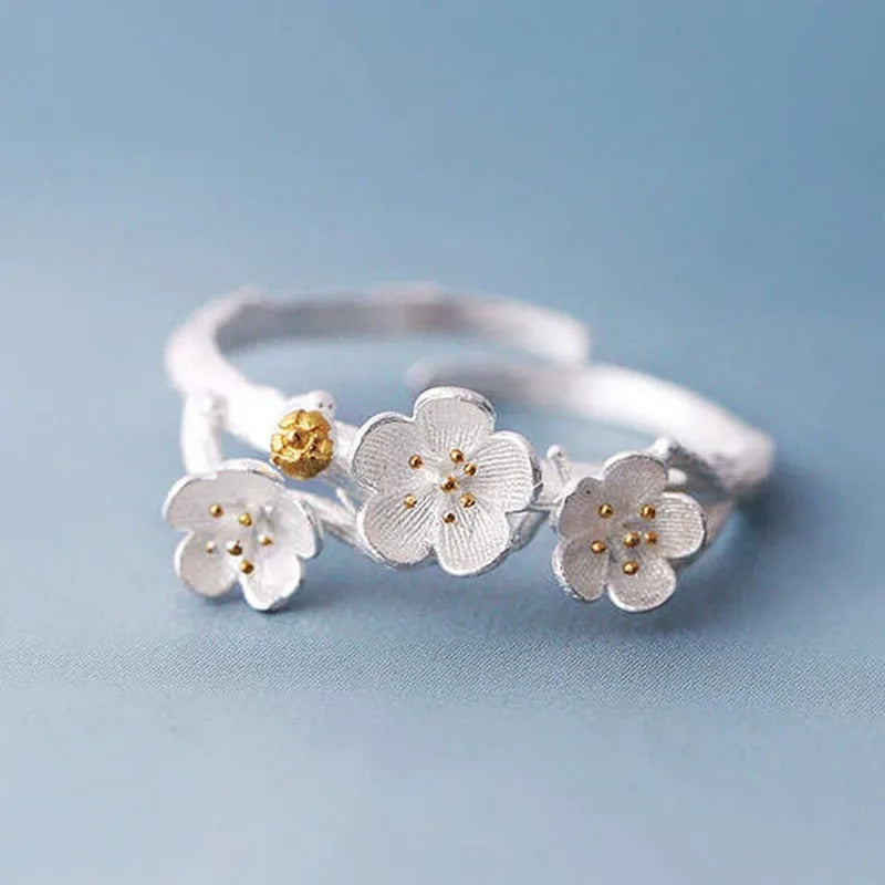 Vintage Silver Floral Adjustable Ring