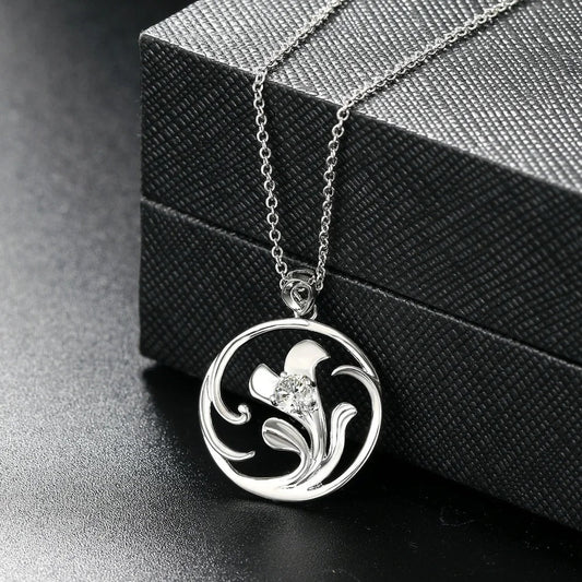 Antique Silver Swirling Floral & Gemstone Necklace