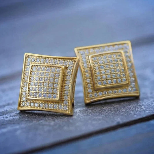 Pendientes cuadrados dorados con brillo
