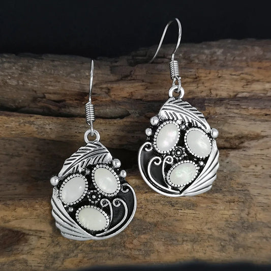 Vintage Silver Moonstone Dangle Earrings